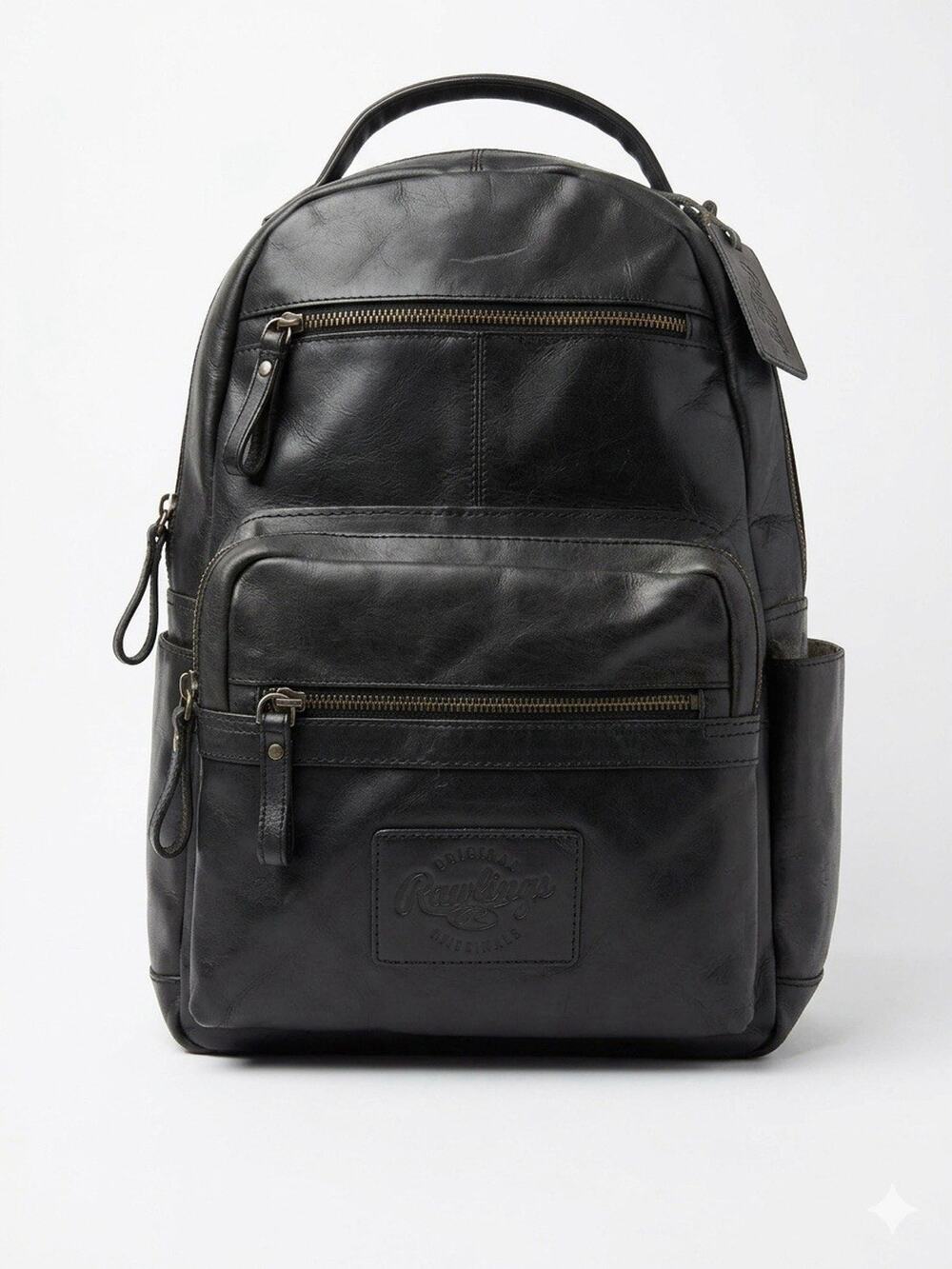 Rawlings Rugged Medium Leather Backpack Black Rucksack Travel Laptop Bag Regular